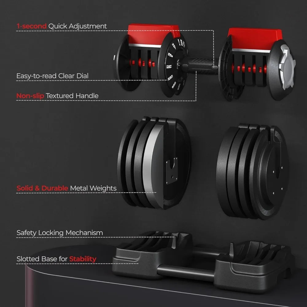 Freeweight Dumbbells 52.5 lbs, 3in1. Adjust Dumbbells to Barbell