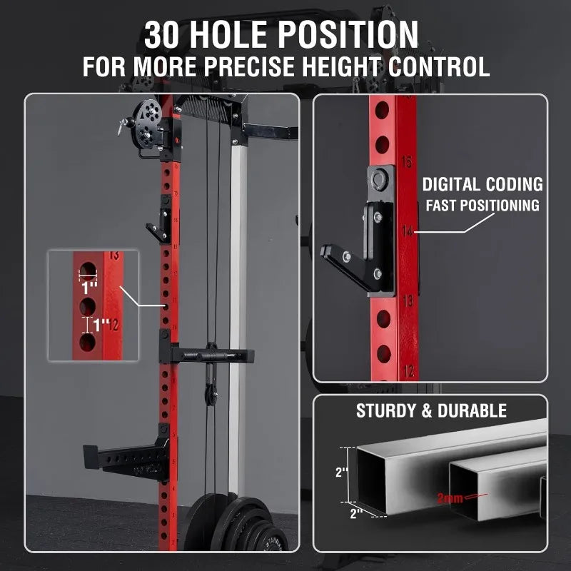 Power Cage 2000LB Squat Rack Dual Cable Crossover