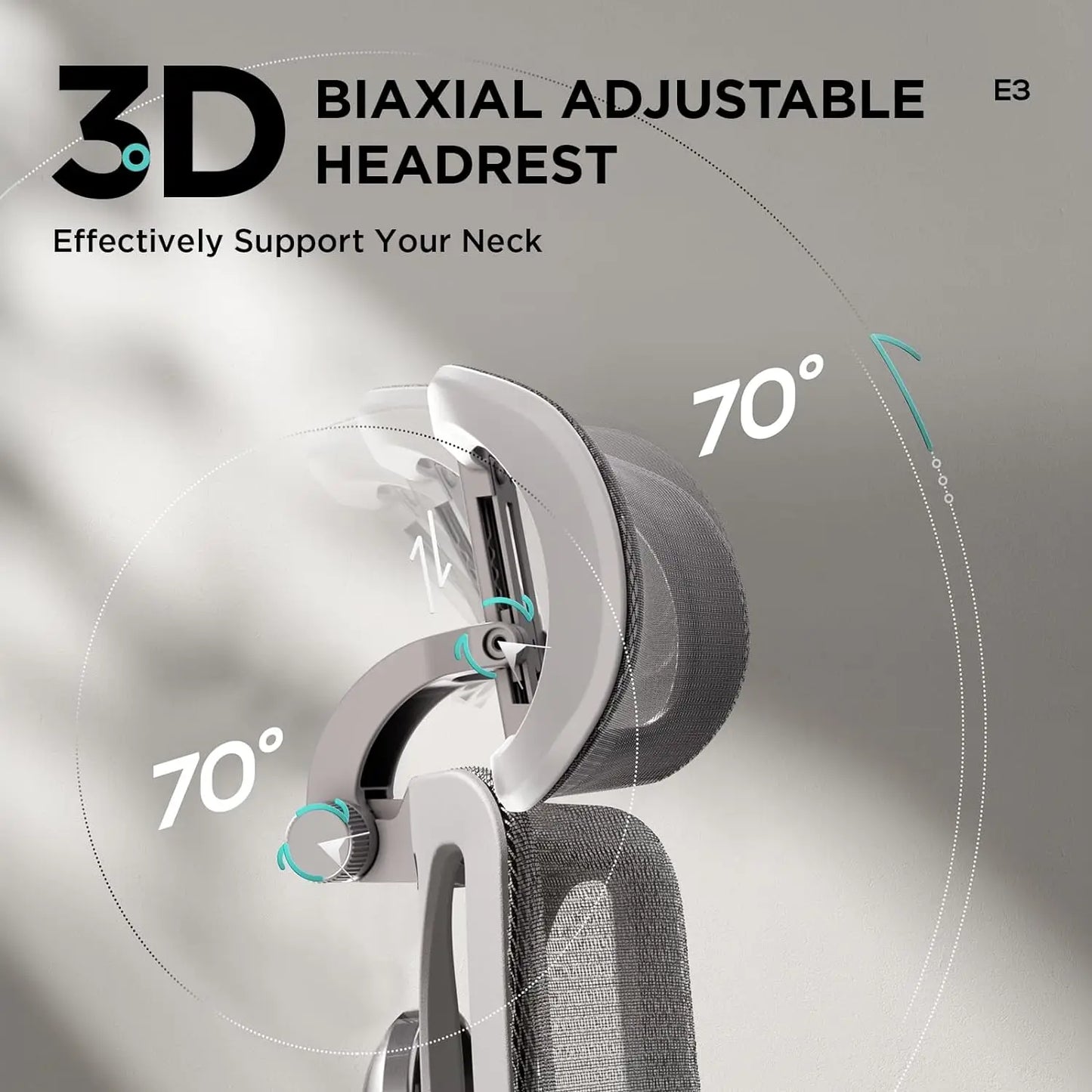 E3 Ergonomic Office Chair; Lumbar Support, 3D Adjustable Headrest