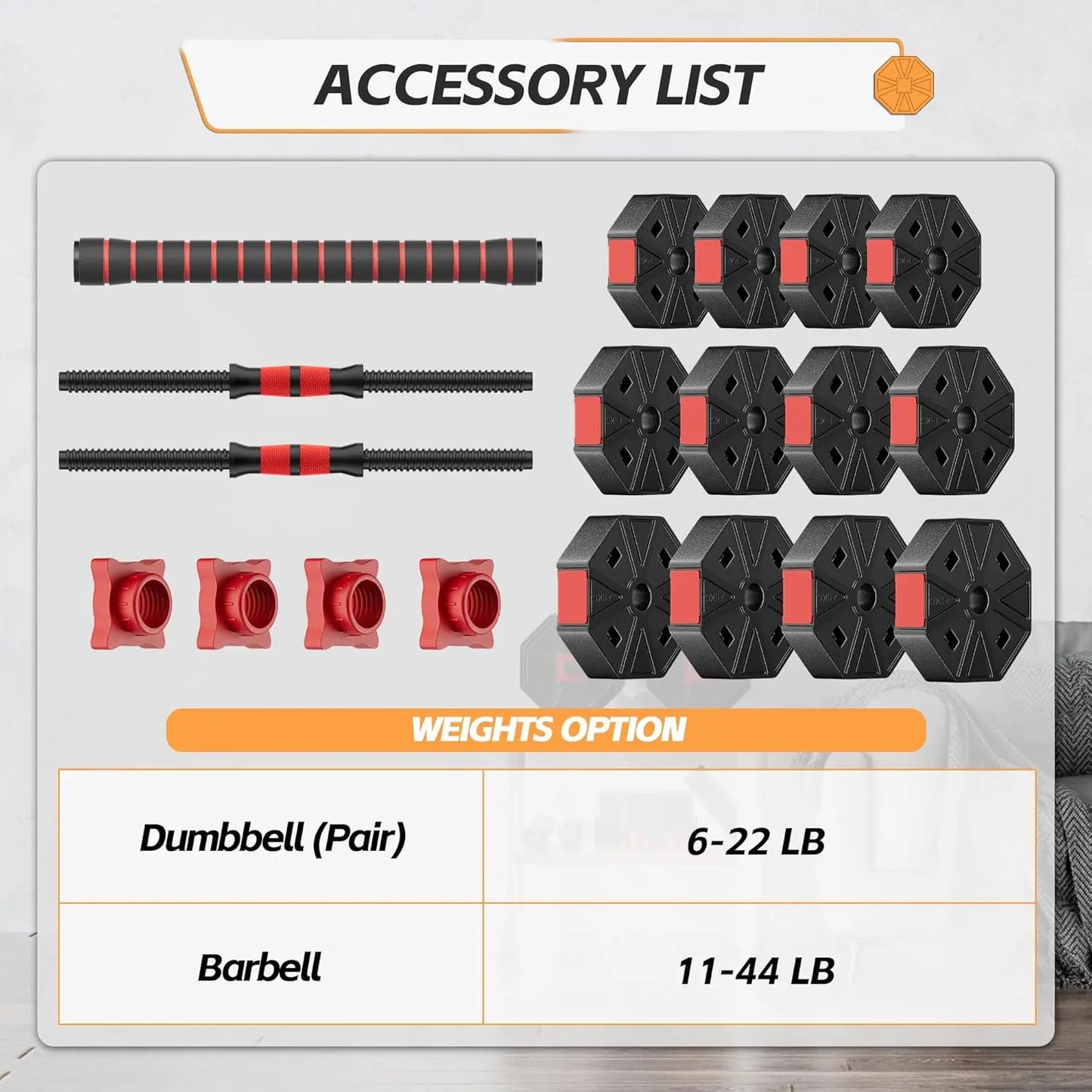 Adjustable Weights Dumbbells Set : 2, 3 In 1; Barbell, Dumbbell,