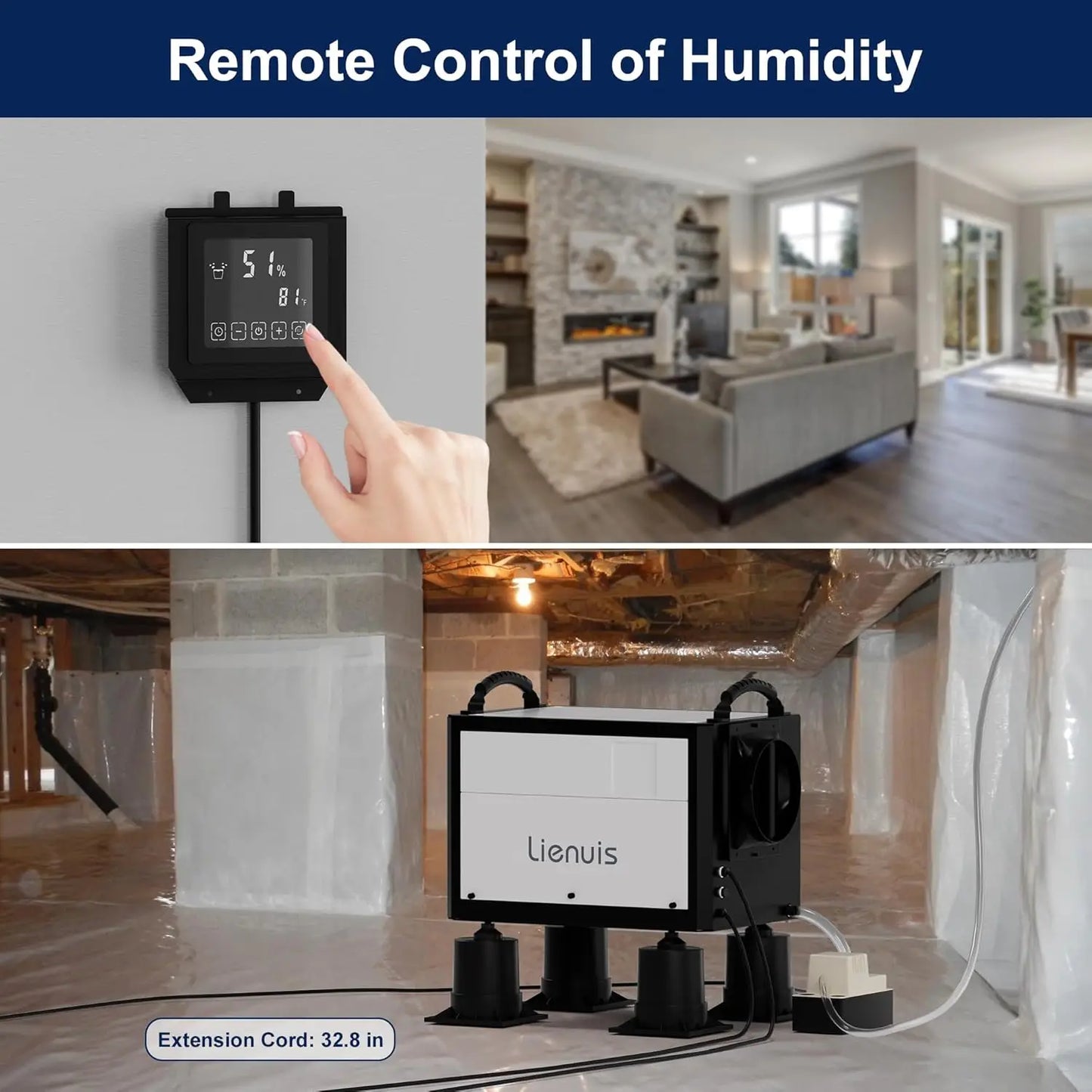 Dehumidifier with Drain Hose for Crawl Spaces, Basements, Industry Water