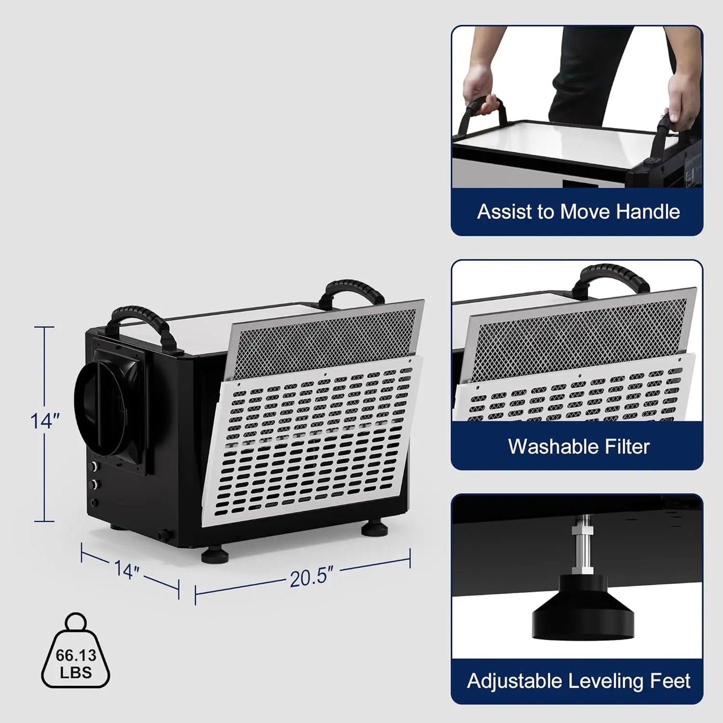 Dehumidifier with Drain Hose for Crawl Spaces, Basements, Industry Water