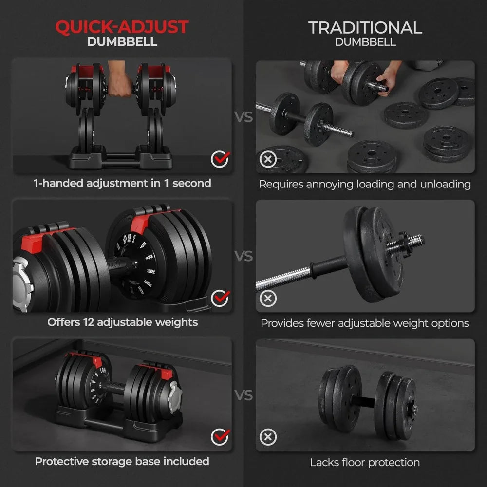 Freeweight Dumbbells 52.5 lbs, 3in1. Adjust Dumbbells to Barbell
