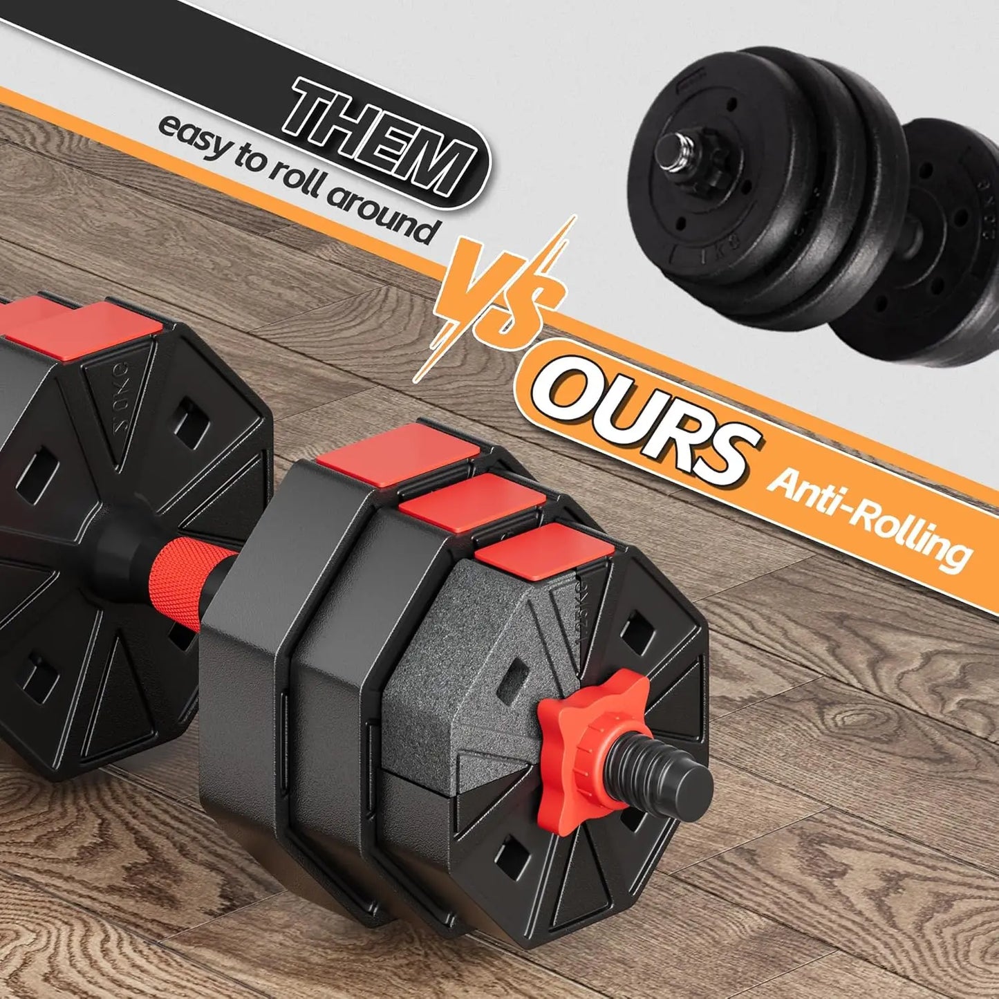 Adjustable Weights Dumbbells Set : 2, 3 In 1; Barbell, Dumbbell,