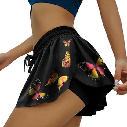 Women 2 In 1 Butt Scrunch Skirted Running Shorts