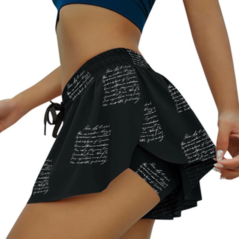 Women 2 In 1 Butt Scrunch Skirted Running Shorts