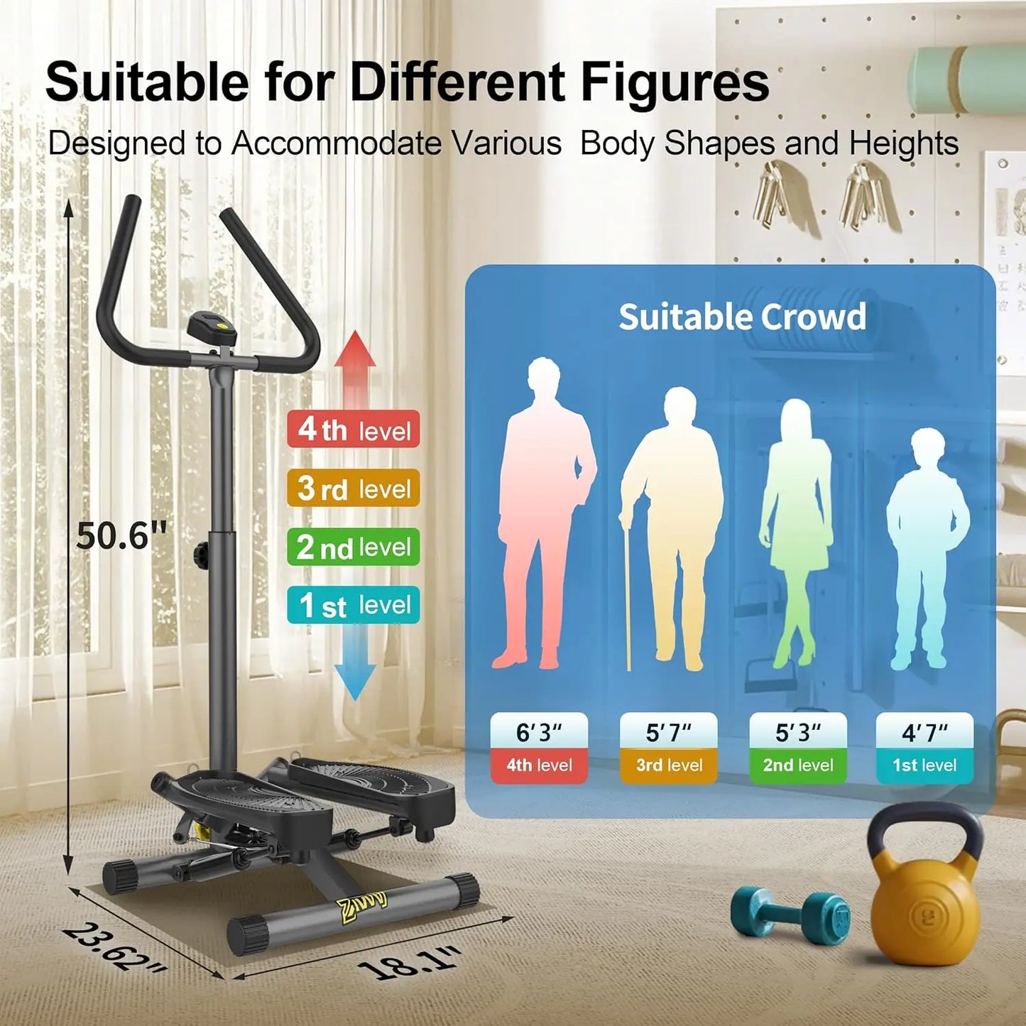 Stepper with Resistance Bands, Stepper Machine