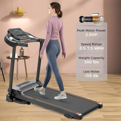 Folding Electric Treadmill: Incline 2.5HP; 12 Preset Programs