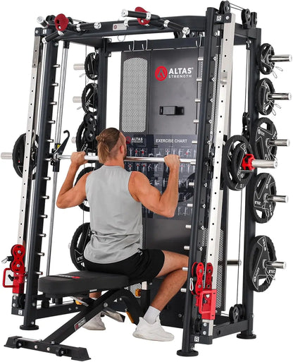 Smith Machine: Pulley System;  Squat Rack