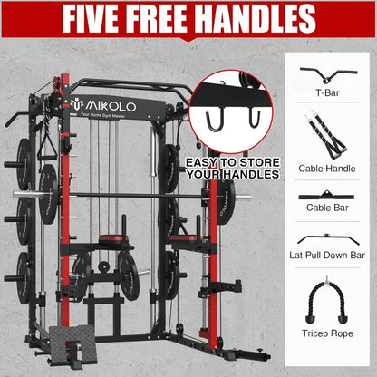 Mikolo Smith Machine, 2000LBS Multifunctional Squat Rack