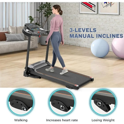 Folding Electric Treadmill: Incline 2.5HP; 12 Preset Programs
