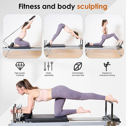 Pilates Reformer Machine, Foldable Pilates Equipment : High Strength Alloy Springs