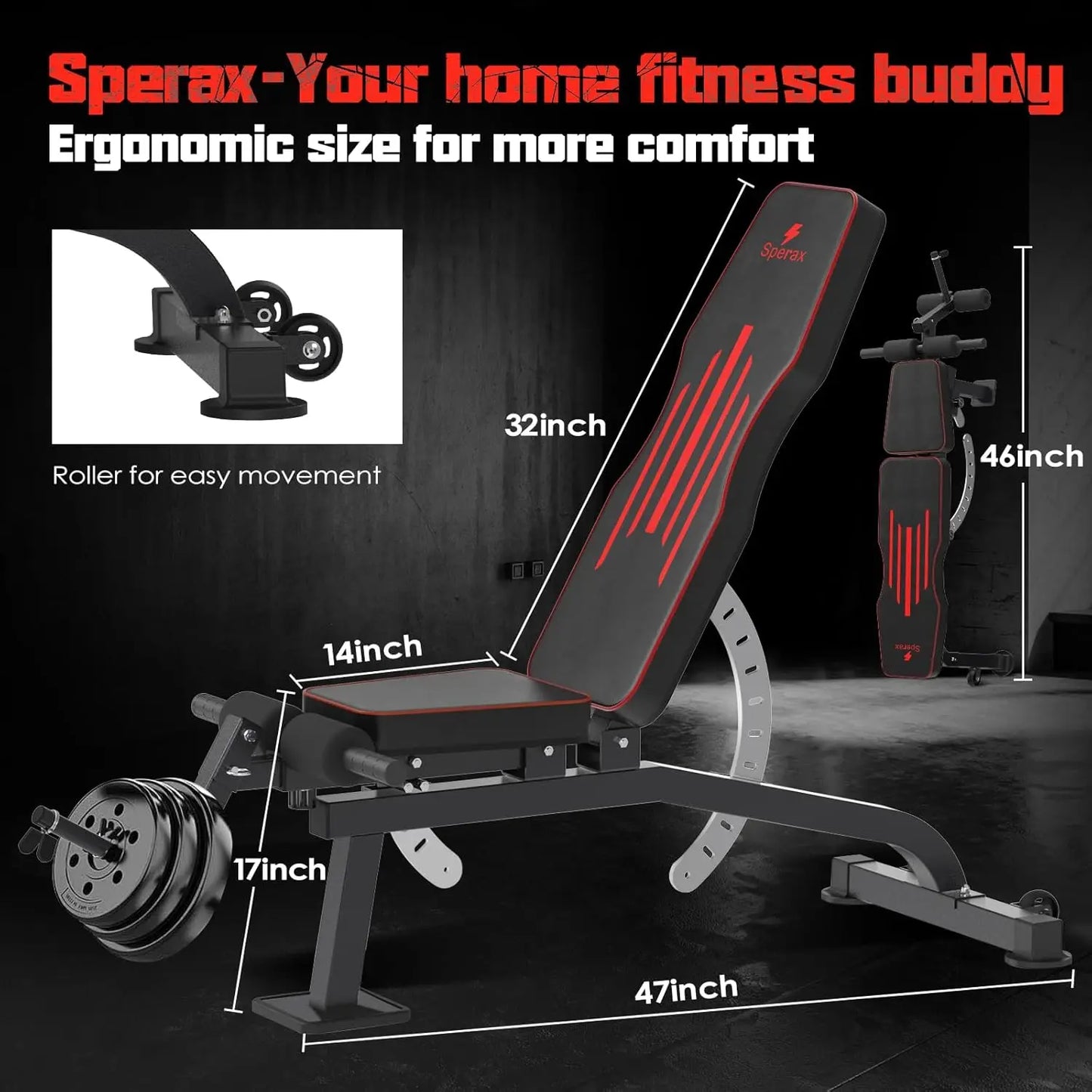 Adjustable Weight Bench, Incline/Decline Workout Bench