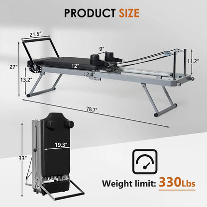 Pilates Reformer Machine, Foldable Pilates Equipment : High Strength Alloy Springs