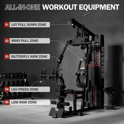 Workout Station with 150LBS Weight Stack, Multifunctional Home Gym Equipment, Exercise Equipment f