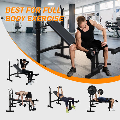 Bench Press Set with Squat Rack & Incline Bench: Full-Body Workout