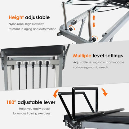 Pilates Reformer Machine, Foldable Pilates Equipment : High Strength Alloy Springs