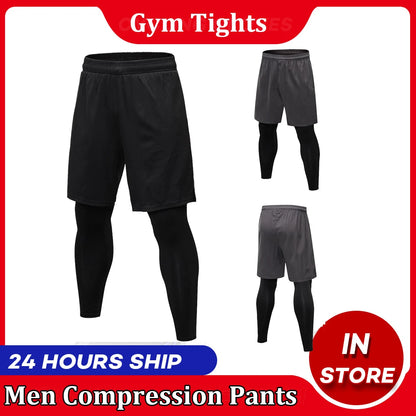 Compression Men's 2 in 1 Leggings workout pants