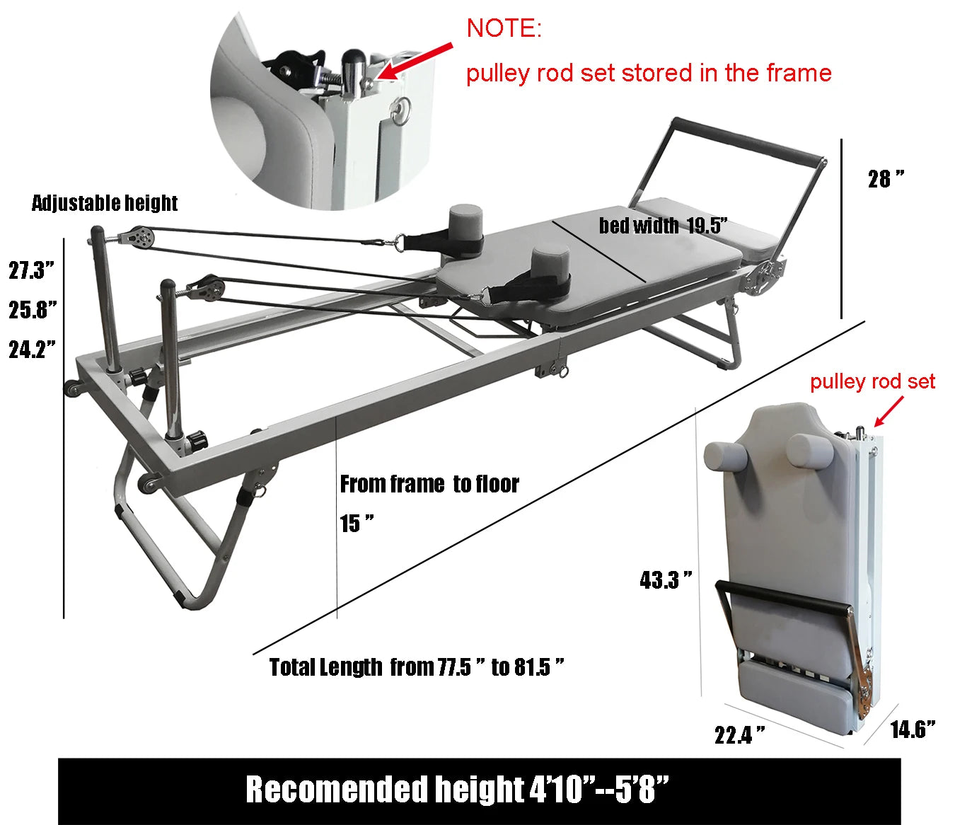 Pilates Reformer Fitness t: Foldable Yoga Bed
