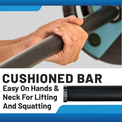 54 LB  Barbell Weight Set 55” padded Bar, Adjustable Weights