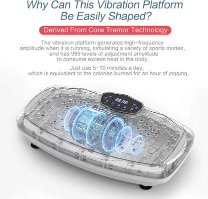 Exercise Machine Whole Body Workout Vibration Platform & Weight Loss + Remote + Loop Re