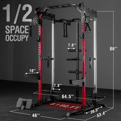 Power Cage 2000LB Squat Rack Dual Cable Crossover