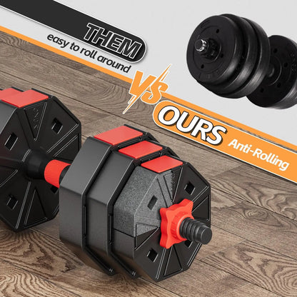 Adjustable Weights Dumbbells Set : 2, 3 In 1; Barbell, Dumbbell,